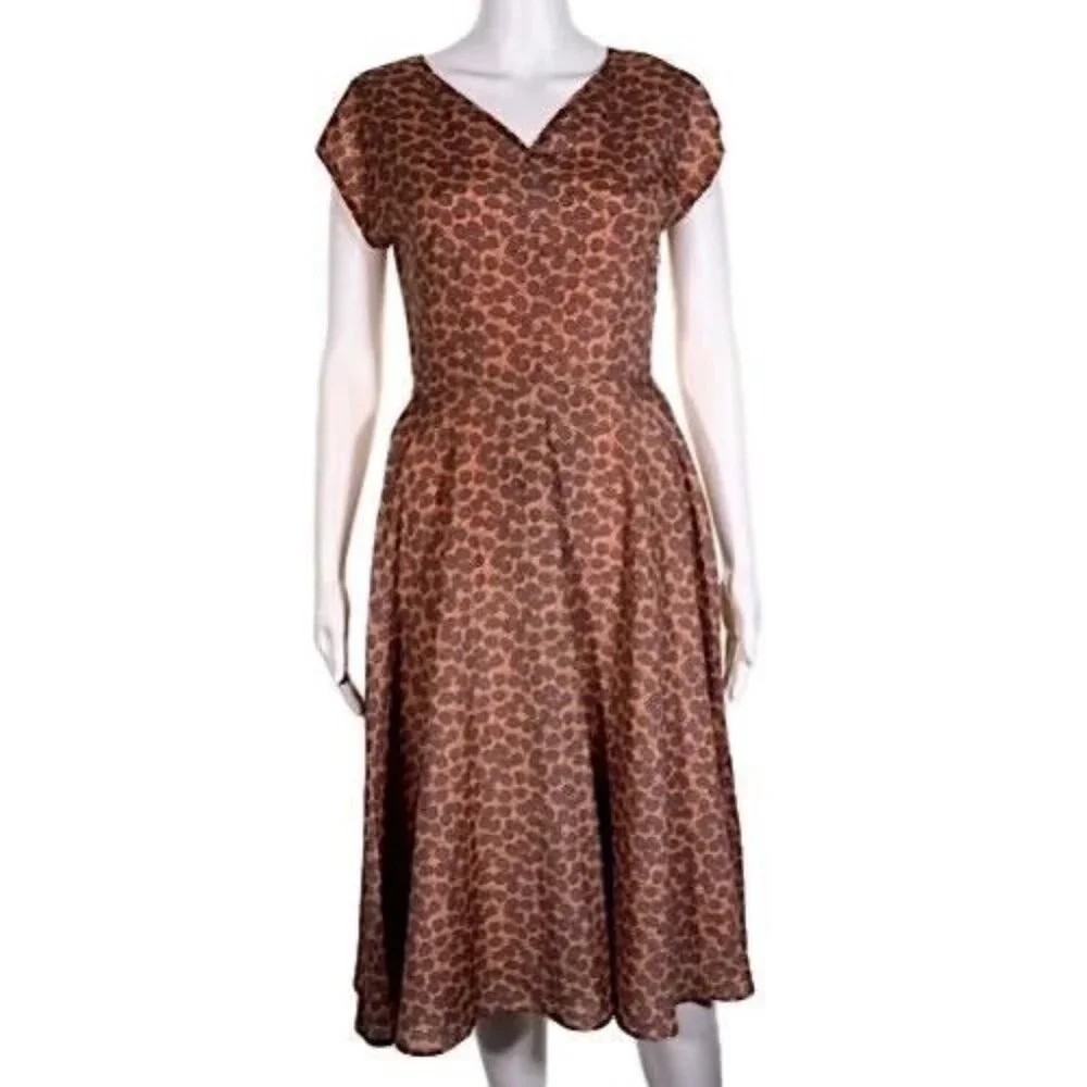 Myrtlewood of California Womens Dress Size XS Coral Lavender Mini Floral Lined - Picture 3 of 10